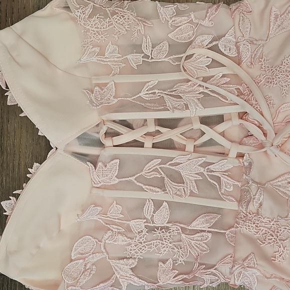 Elegant, Pink, Lace, Dress, Strapless, Mini, Dance, Summer, Prom, Vegas, Flower - Picture 5 of 9